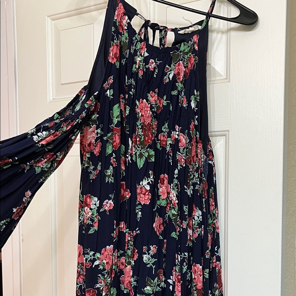 Entro Navy Floral One Shoulder Dress